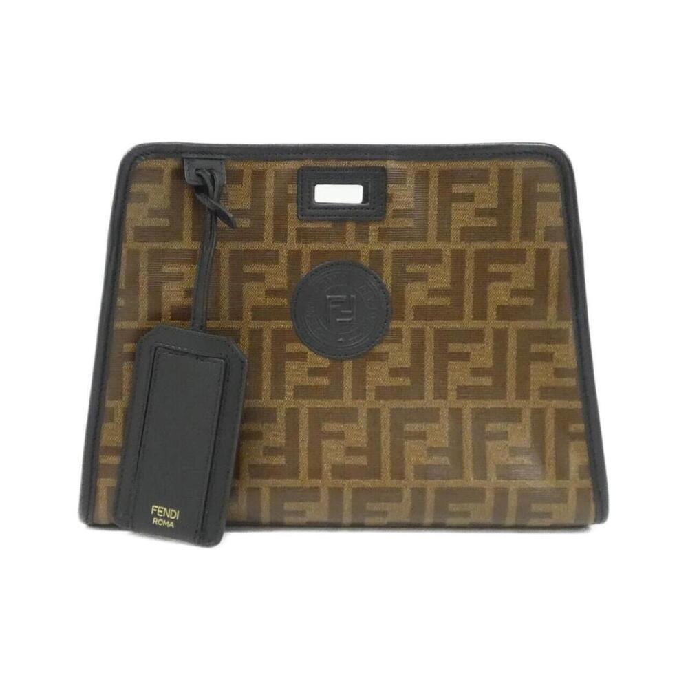 Fendi Peekaboo Defender brown zucca canvas black logo